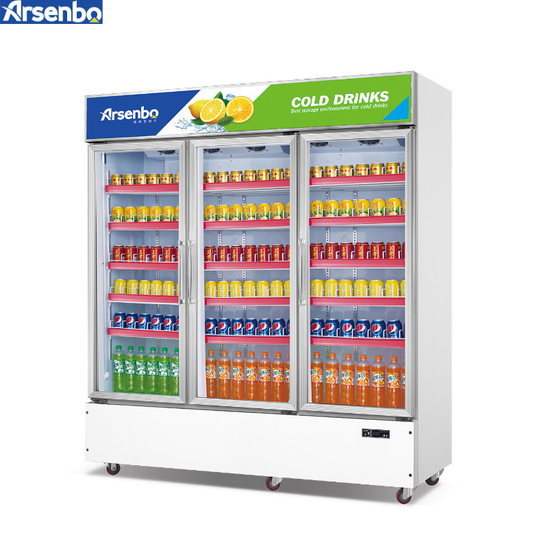 520W LED Commercial Supermarket Refrigerator 1200L With Three Glass Door